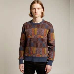 BOTTO Men's Mohair Blend Earthy Multicolor Sweater Made In Italy Size Medium